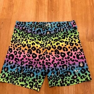 Girls justice neon animal print compression shorts vintage size 12